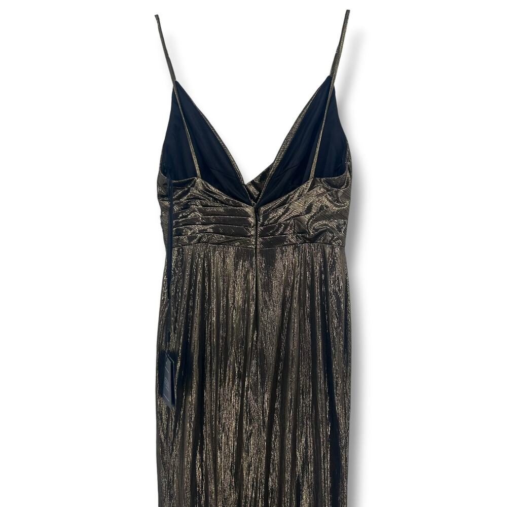 NWT Ieena Mac Duggal 26408 Bronze Metallic Faux Wrap Maxi Gown Dress Size 6 - Picture 9 of 11